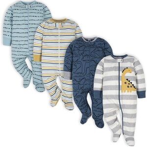 Gerber Blue and Yellow Footies One Pieces